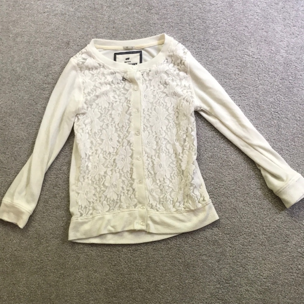 White floral lace sweater